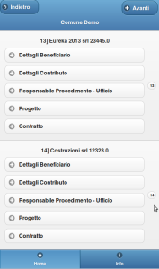 Visualizzazione righe tabella amministrazione aperta da smartphone (android, iphone ...)